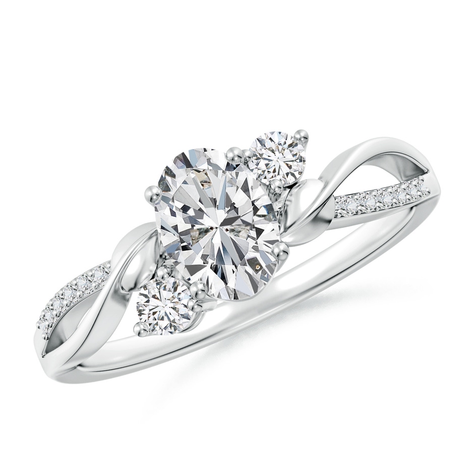 7x5mm HSI2 Nature Inspired Oval Diamond Twisted Vine Engagement Ring in White Gold 