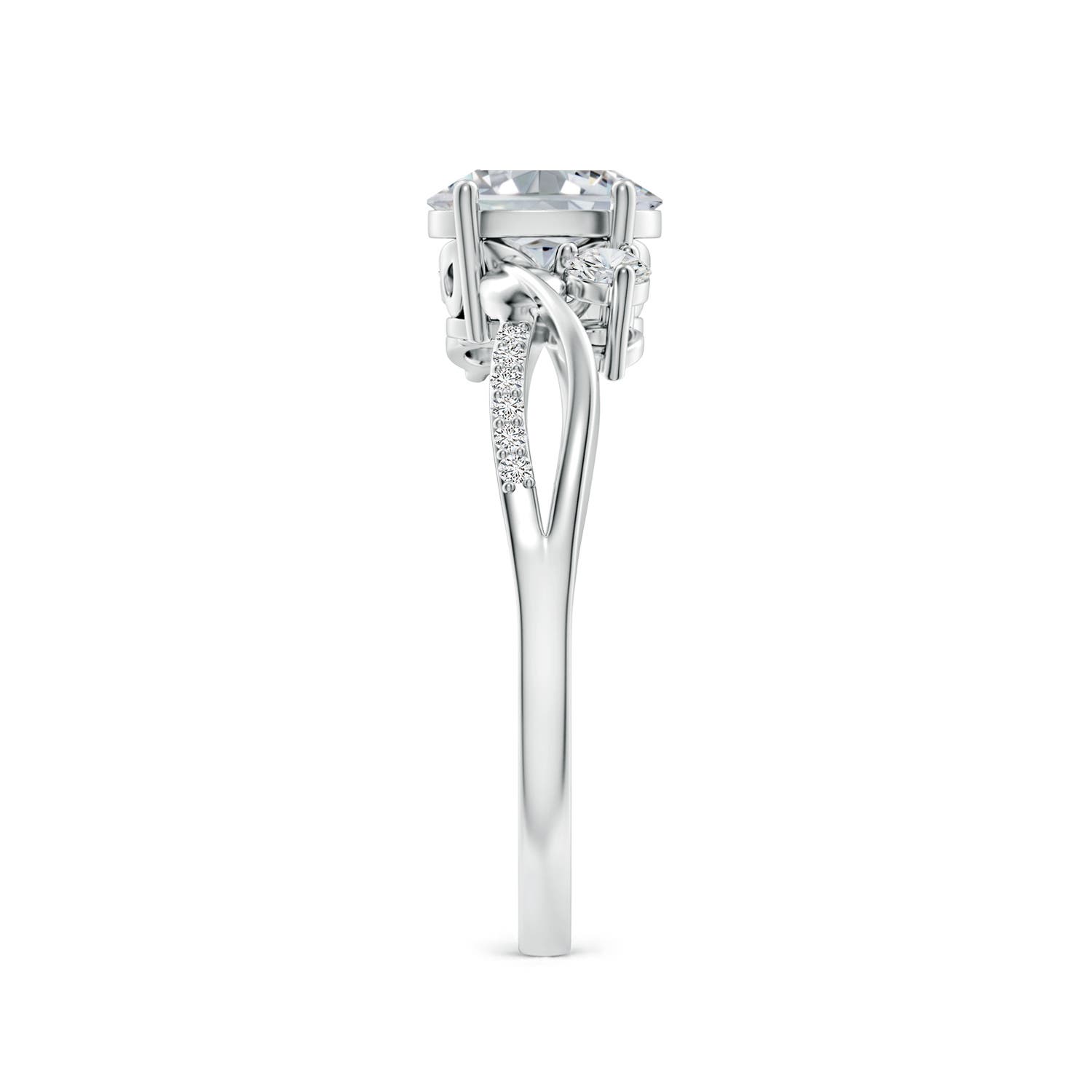 7x5mm HSI2 Nature Inspired Oval Diamond Twisted Vine Engagement Ring in White Gold - side 3