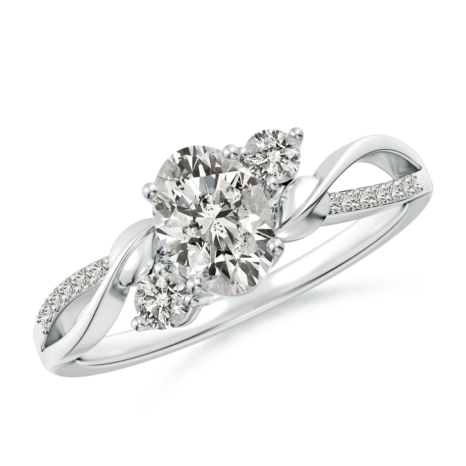 7x5mm KI3 Nature Inspired Oval Diamond Twisted Vine Engagement Ring in White Gold 