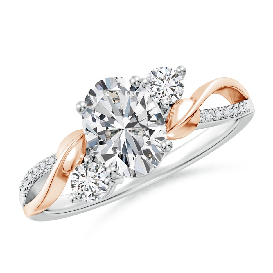 8x6mm HSI2 Nature Inspired Oval Diamond Twisted Vine Engagement Ring in 10K White Gold 10K Rose Gold 