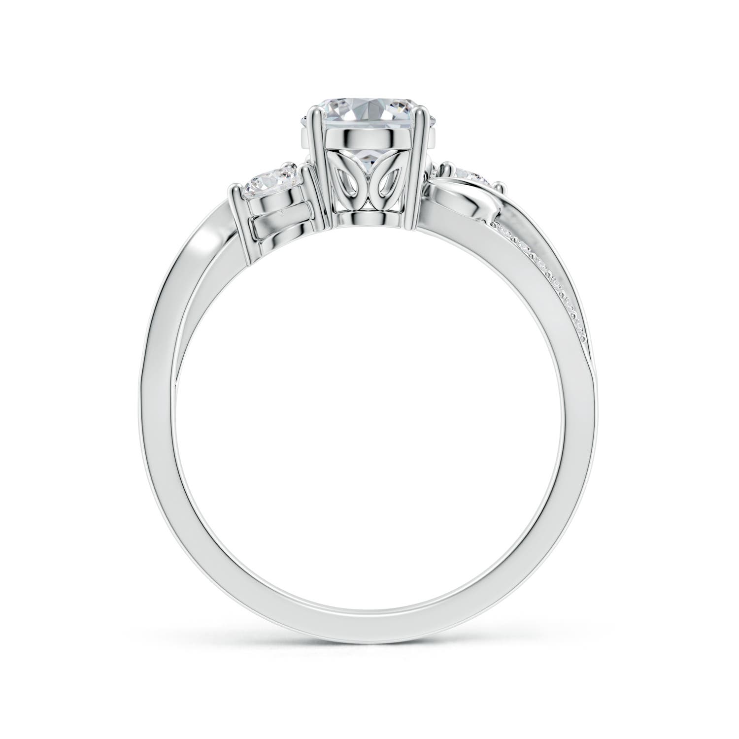 8x6mm HSI2 Nature Inspired Oval Diamond Twisted Vine Engagement Ring in 18K White Gold