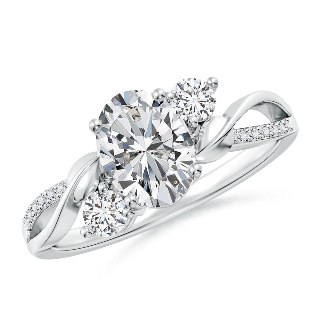 8x6mm HSI2 Nature Inspired Oval Diamond Twisted Vine Engagement Ring in White Gold