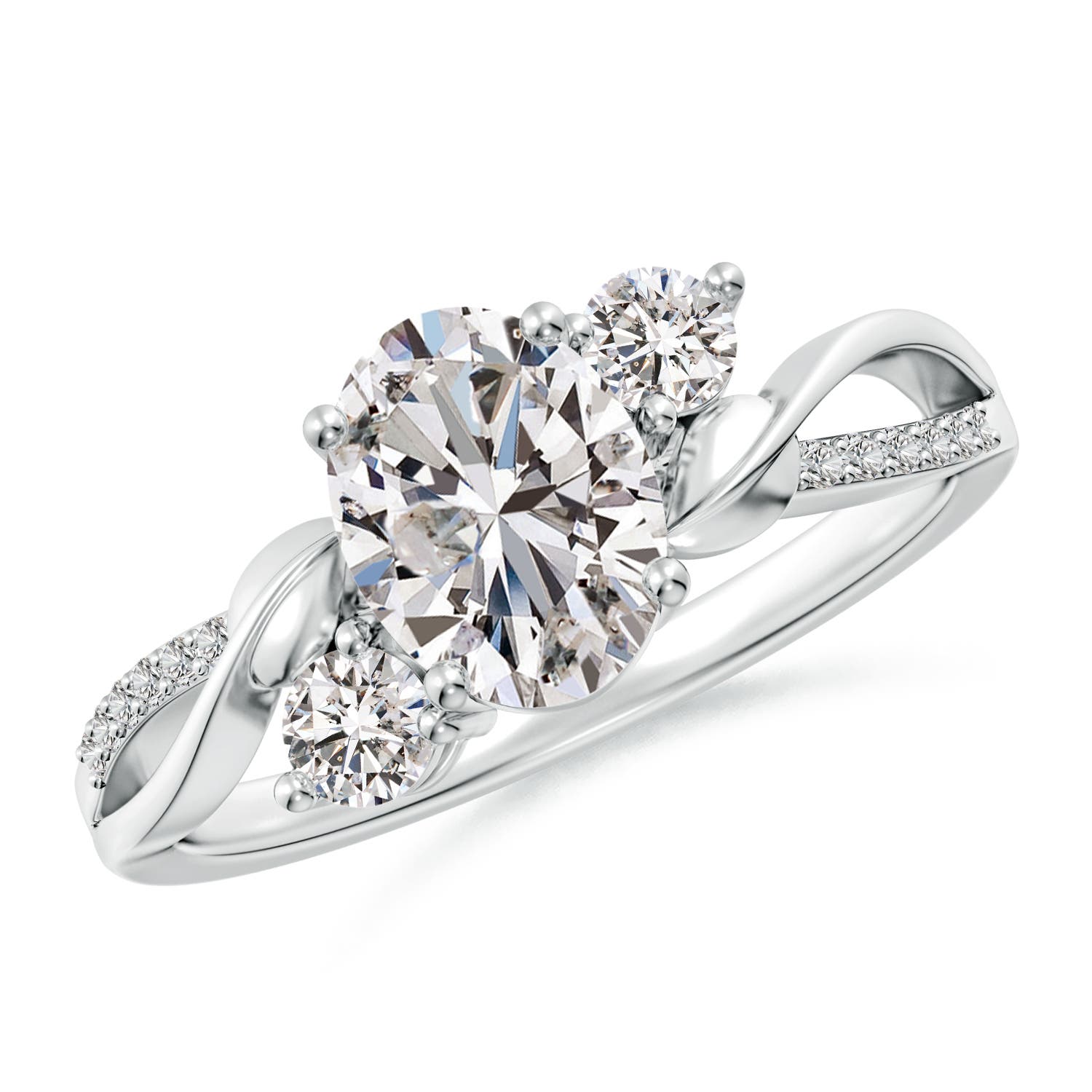 8x6mm IJI1I2 Nature Inspired Oval Diamond Twisted Vine Engagement Ring in P950 Platinum