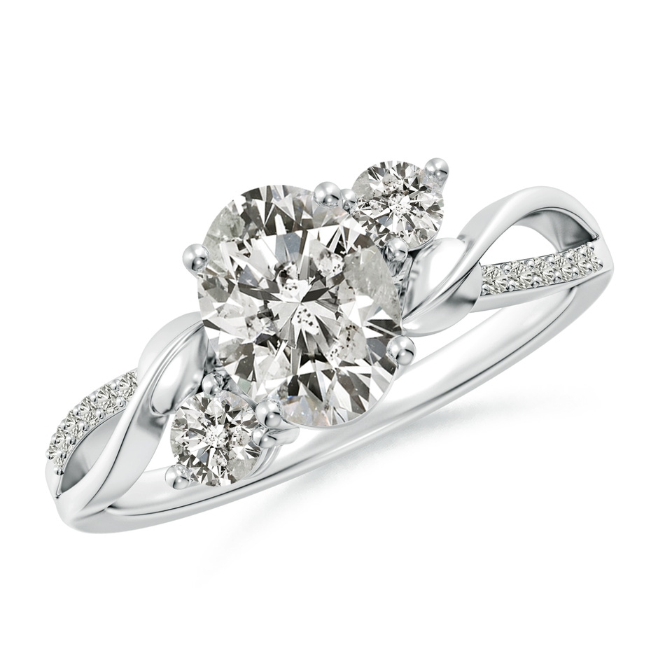 8x6mm KI3 Nature Inspired Oval Diamond Twisted Vine Engagement Ring in White Gold 