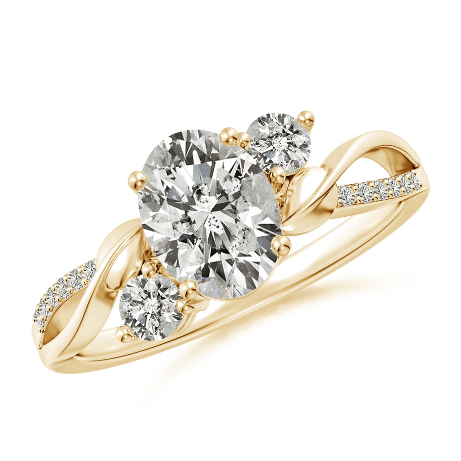 8x6mm KI3 Nature Inspired Oval Diamond Twisted Vine Engagement Ring in Yellow Gold 