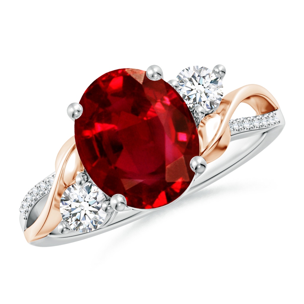 10x8mm AAAA Nature Inspired Oval Ruby Twisted Vine Engagement Ring in White Gold Rose Gold