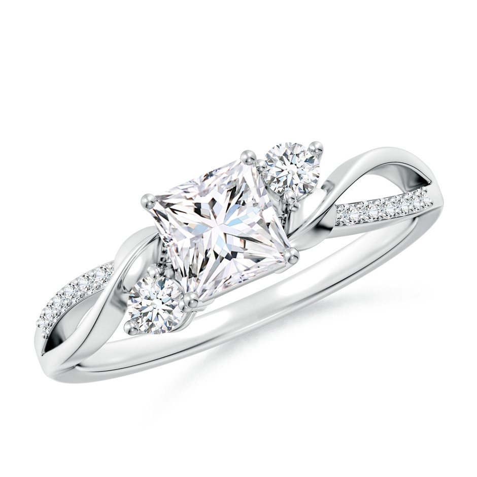 5mm GVS2 Nature Inspired Princess-Cut Diamond Twisted Vine Engagement Ring in White Gold 