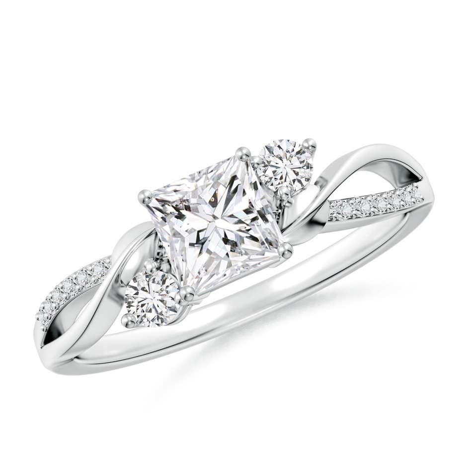 5mm HSI2 Nature Inspired Princess-Cut Diamond Twisted Vine Engagement Ring in 18K White Gold 