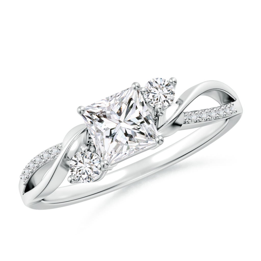 5mm HSI2 Nature Inspired Princess-Cut Diamond Twisted Vine Engagement Ring in White Gold