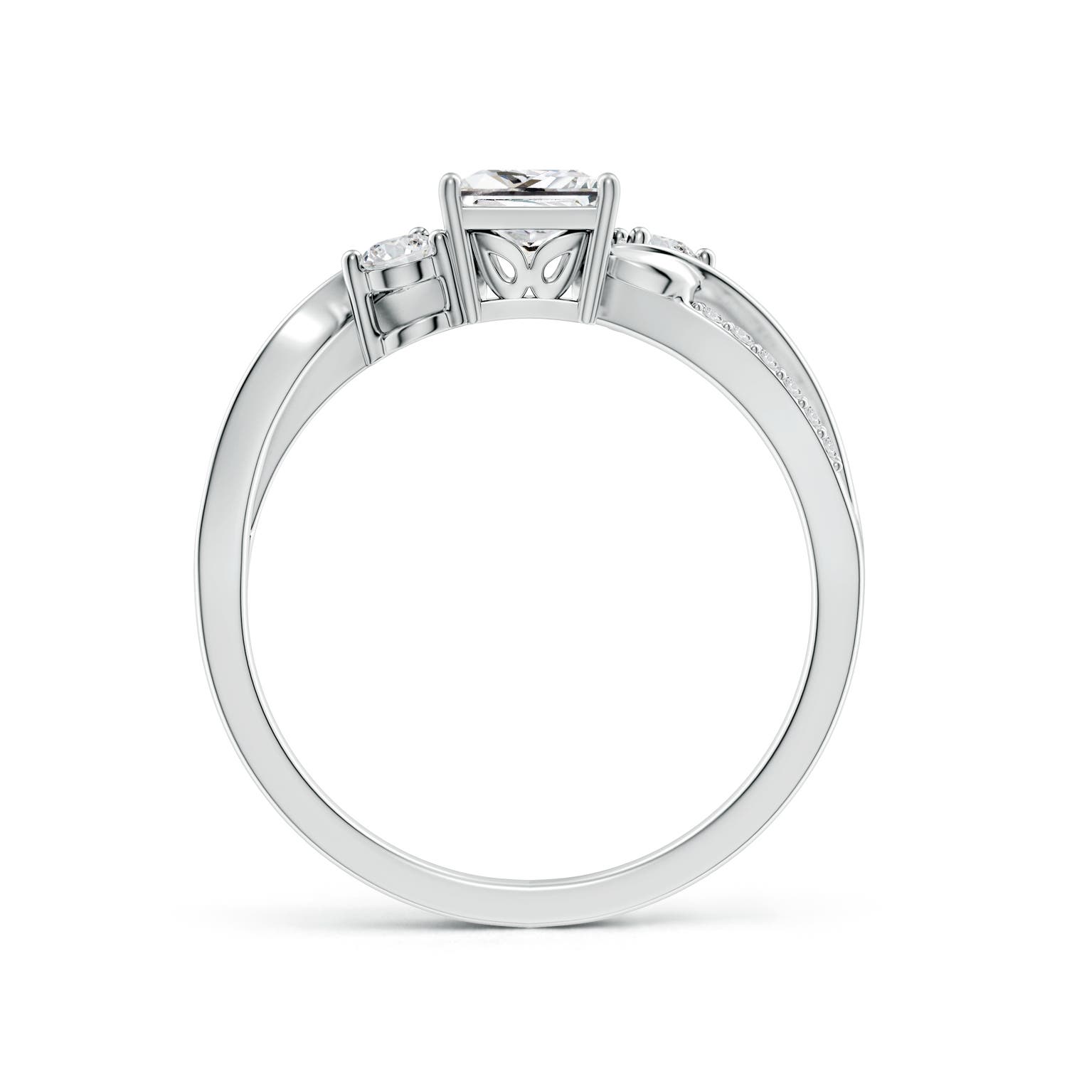 5mm HSI2 Nature Inspired Princess-Cut Diamond Twisted Vine Engagement Ring in White Gold - side 2