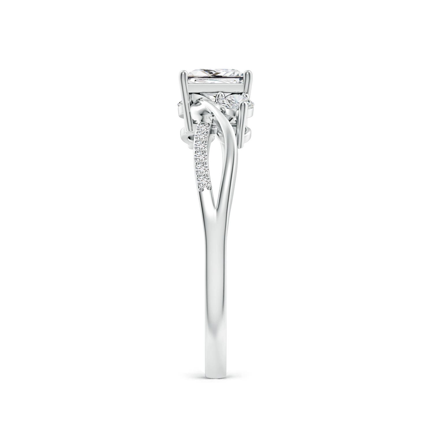 5mm HSI2 Nature Inspired Princess-Cut Diamond Twisted Vine Engagement Ring in White Gold - side 3