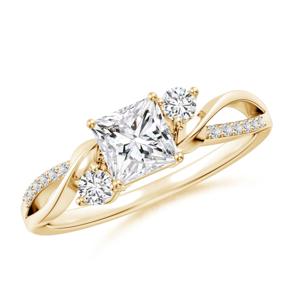 5mm HSI2 Nature Inspired Princess-Cut Diamond Twisted Vine Engagement Ring in Yellow Gold 