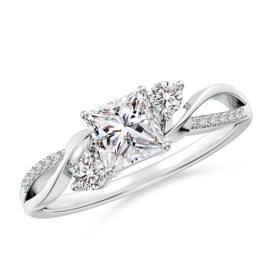 5mm IJI1I2 Nature Inspired Princess-Cut Diamond Twisted Vine Engagement Ring in 18K White Gold 