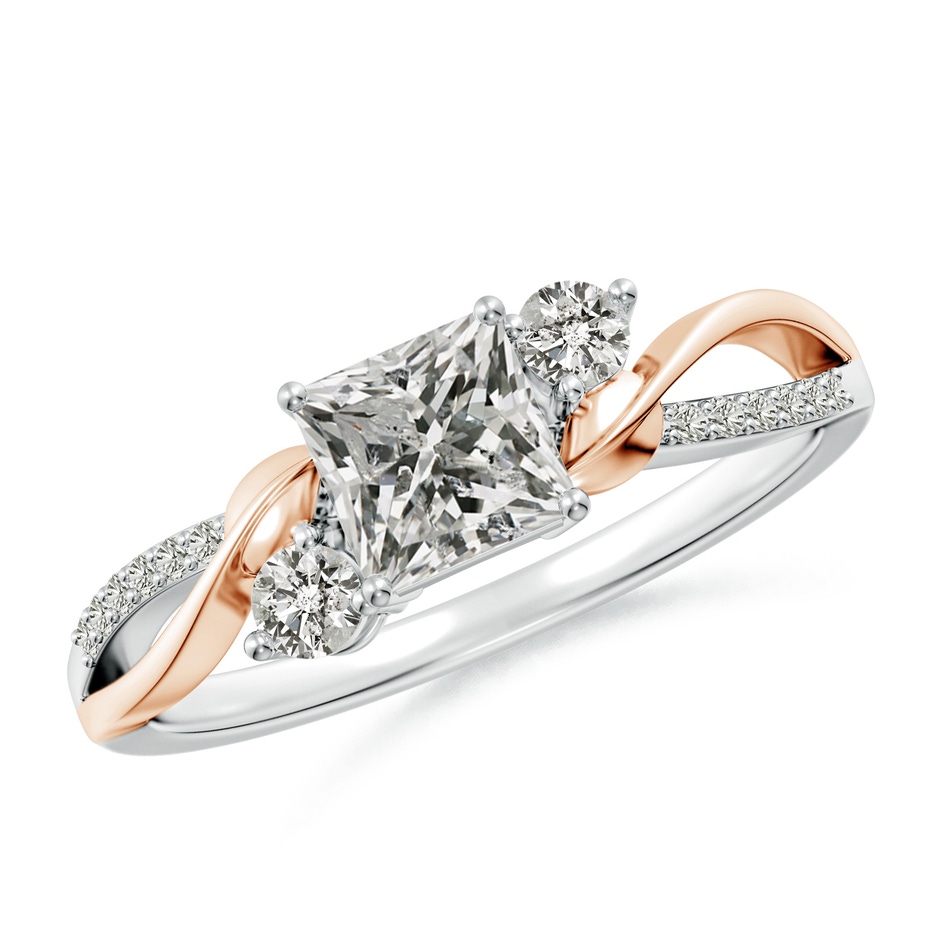 5mm KI3 Nature Inspired Princess-Cut Diamond Twisted Vine Engagement Ring in White Gold Rose Gold 