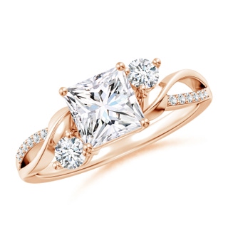 6.2mm GVS2 Nature Inspired Princess-Cut Diamond Twisted Vine Engagement Ring in Rose Gold
