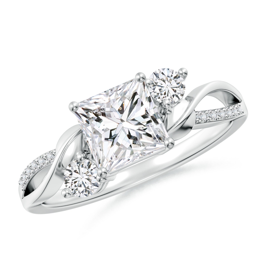 6.2mm HSI2 Nature Inspired Princess-Cut Diamond Twisted Vine Engagement Ring in White Gold