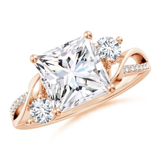 8mm GVS2 Nature Inspired Princess-Cut Diamond Twisted Vine Engagement Ring in 10K Rose Gold