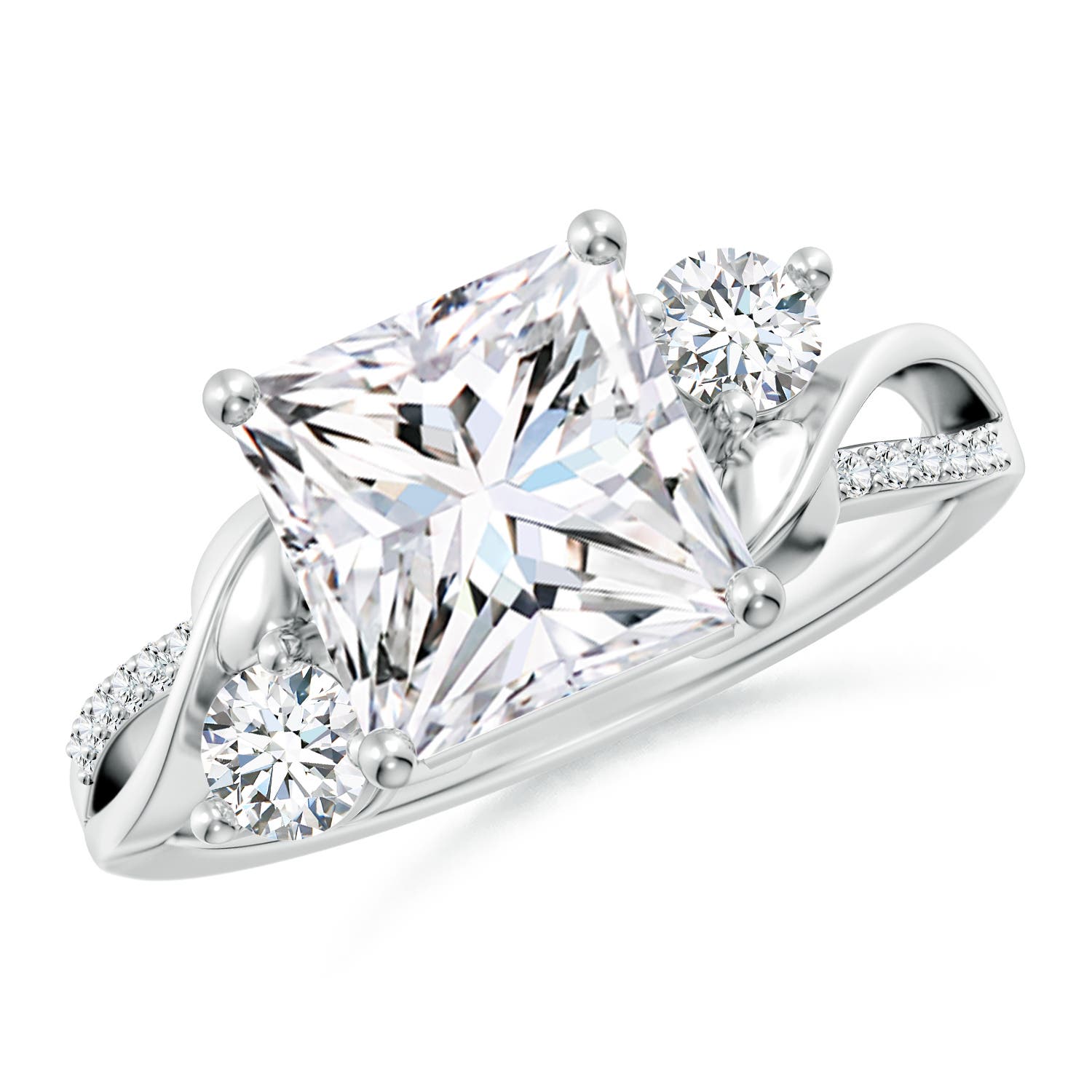 8mm GVS2 Nature Inspired Princess-Cut Diamond Twisted Vine Engagement Ring in P950 Platinum