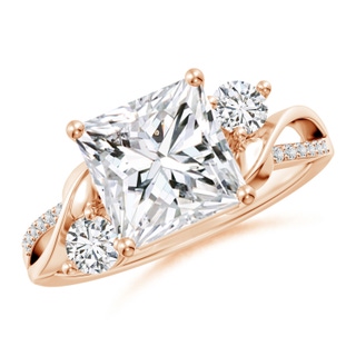 8mm HSI2 Nature Inspired Princess-Cut Diamond Twisted Vine Engagement Ring in Rose Gold