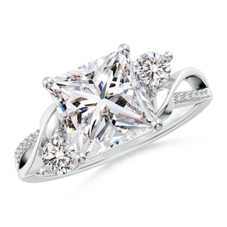 8mm IJI1I2 Nature Inspired Princess-Cut Diamond Twisted Vine Engagement Ring in P950 Platinum