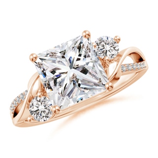 8mm IJI1I2 Nature Inspired Princess-Cut Diamond Twisted Vine Engagement Ring in Rose Gold