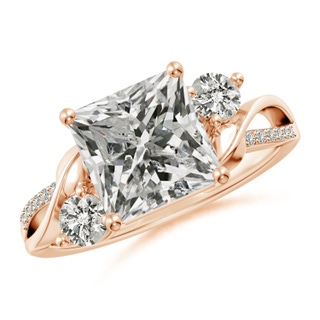 8mm KI3 Nature Inspired Princess-Cut Diamond Twisted Vine Engagement Ring in Rose Gold