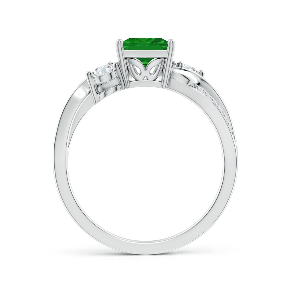 6mm AAA Nature Inspired Square Emerald Twisted Vine Engagement Ring in White Gold Side 199