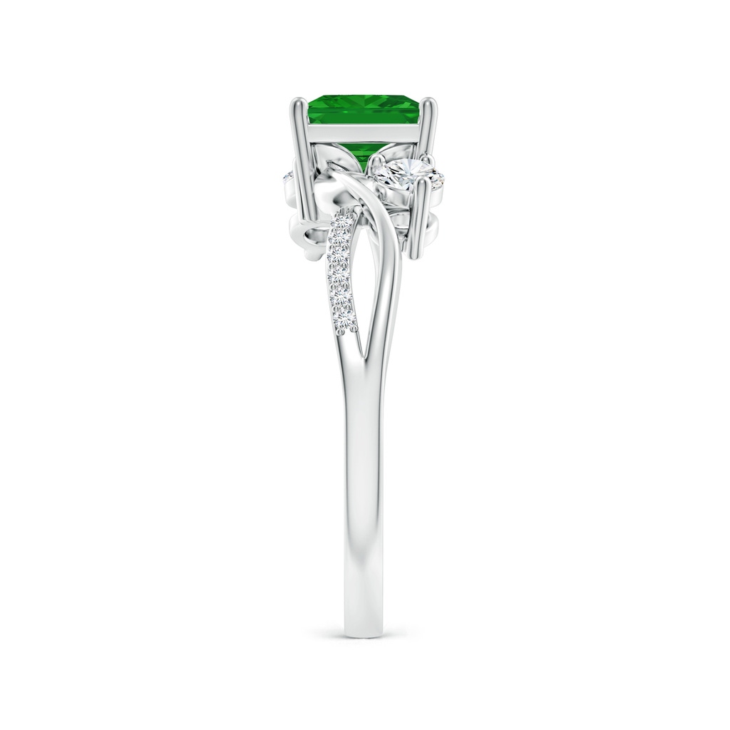 6mm AAA Nature Inspired Square Emerald Twisted Vine Engagement Ring in White Gold Side 299