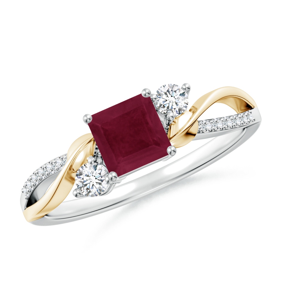 5mm A Nature Inspired Square Ruby Twisted Vine Engagement Ring in White Gold Yellow Gold 