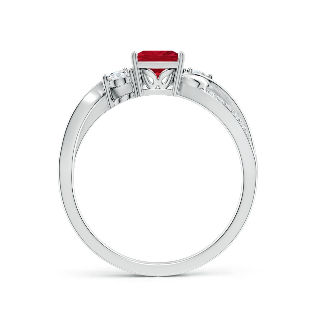 5mm AAA Nature Inspired Square Ruby Twisted Vine Engagement Ring in White Gold - side 199