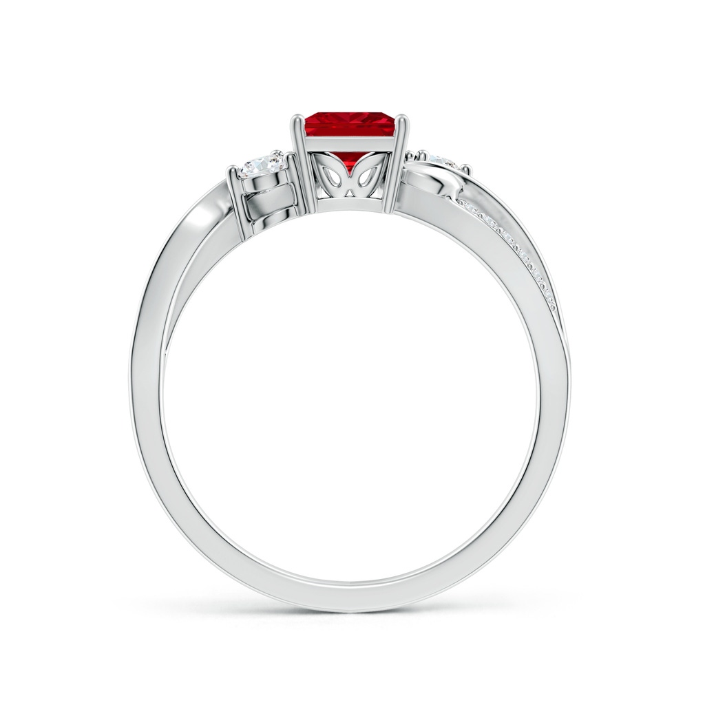 5mm AAAA Nature Inspired Square Ruby Twisted Vine Engagement Ring in P950 Platinum - side 199