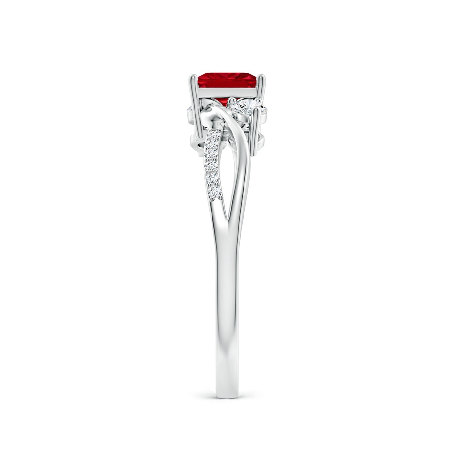5mm AAAA Nature Inspired Square Ruby Twisted Vine Engagement Ring in P950 Platinum side 299