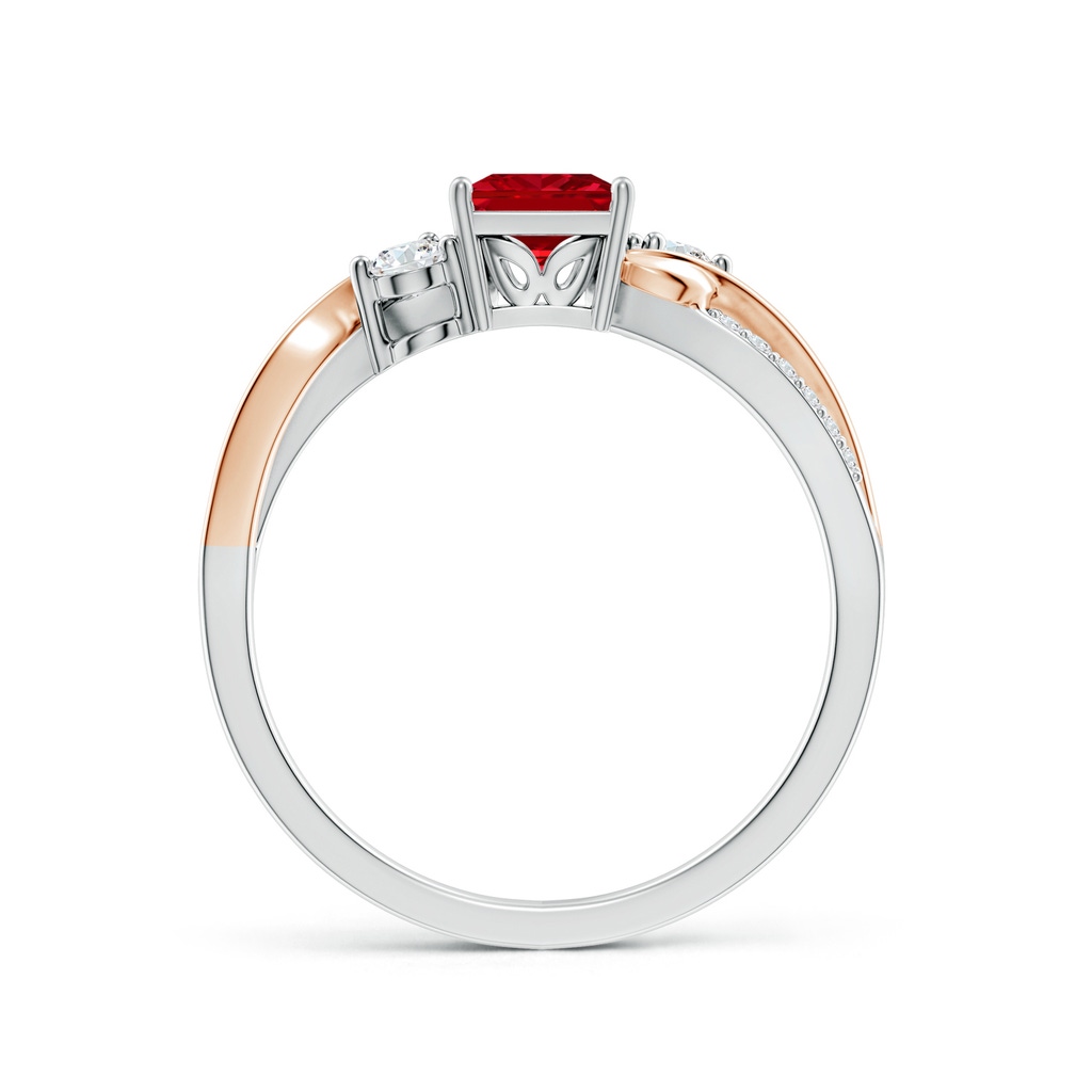 5mm AAAA Nature Inspired Square Ruby Twisted Vine Engagement Ring in White Gold Rose Gold - side 199