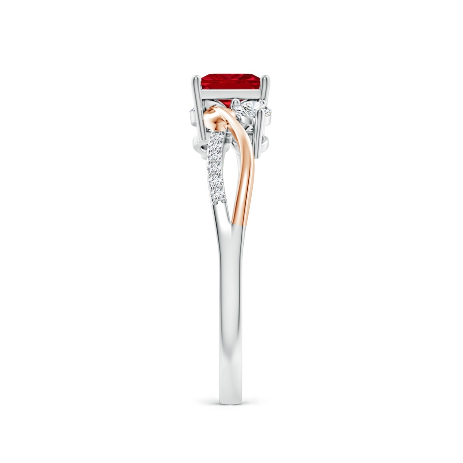 5mm AAAA Nature Inspired Square Ruby Twisted Vine Engagement Ring in White Gold Rose Gold side 299