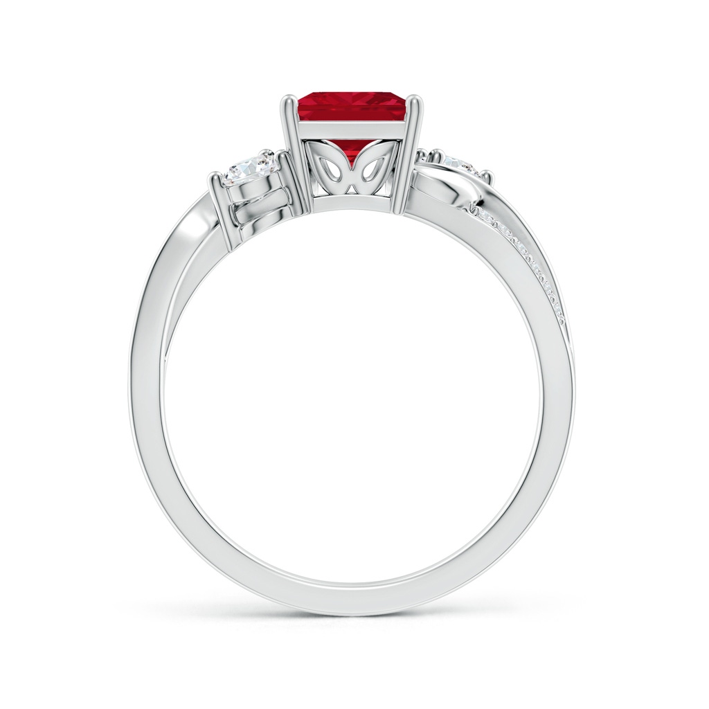 6mm AAA Nature Inspired Square Ruby Twisted Vine Engagement Ring in White Gold - side 199