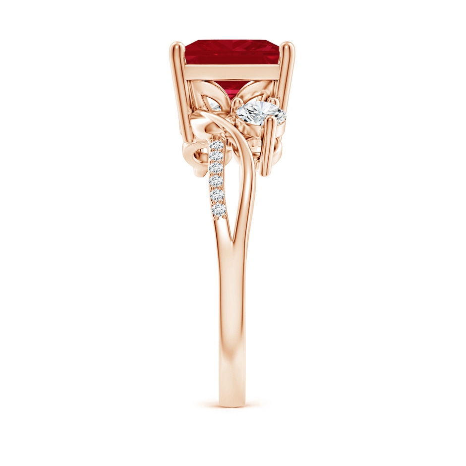 8mm AA Nature Inspired Square Ruby Twisted Vine Engagement Ring in Rose Gold side 299
