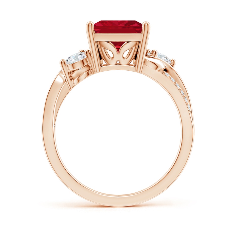 8mm AAA Nature Inspired Square Ruby Twisted Vine Engagement Ring in 18K Rose Gold side 199