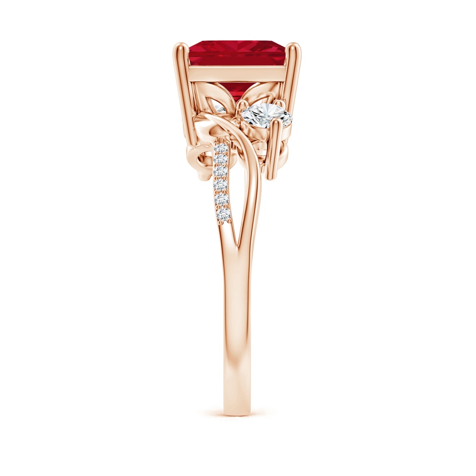 8mm AAA Nature Inspired Square Ruby Twisted Vine Engagement Ring in 18K Rose Gold side 299