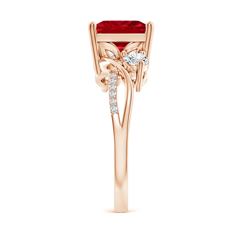 8mm AAAA Nature Inspired Square Ruby Twisted Vine Engagement Ring in Rose Gold side 299
