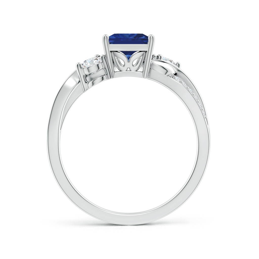 6mm AAA Nature Inspired Square Blue Sapphire Twisted Vine Engagement Ring in White Gold Side 199