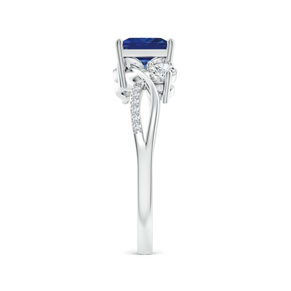 6mm AAA Nature Inspired Square Blue Sapphire Twisted Vine Engagement Ring in White Gold Side 299