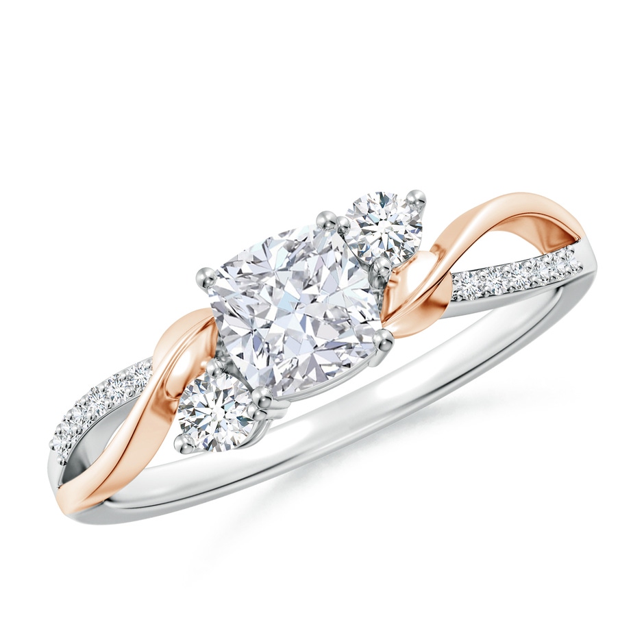 5mm GVS2 Nature Inspired Cushion Diamond Twisted Vine Engagement Ring in White Gold Rose Gold 