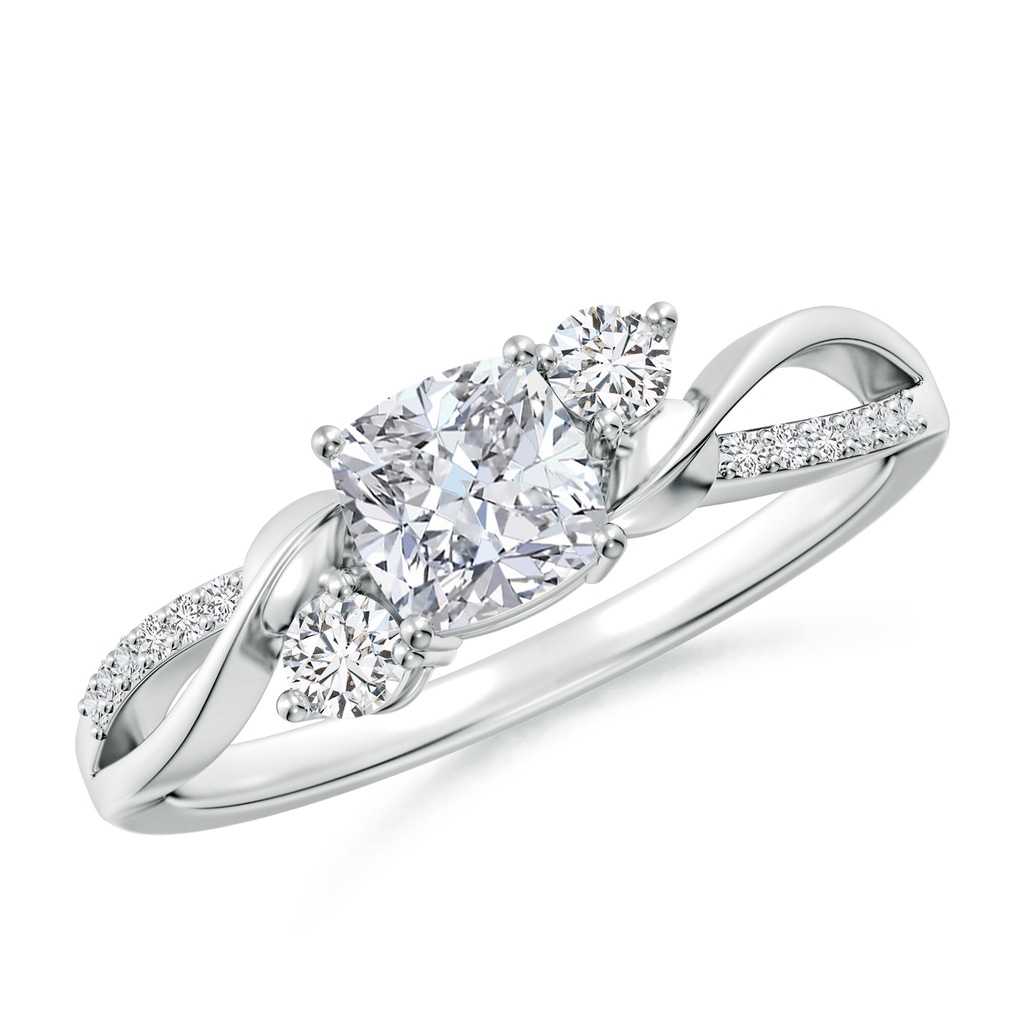 5mm HSI2 Nature Inspired Cushion Diamond Twisted Vine Engagement Ring in White Gold