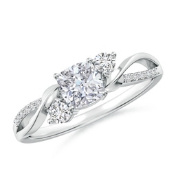 Cushion Diamond Side Stones Rings