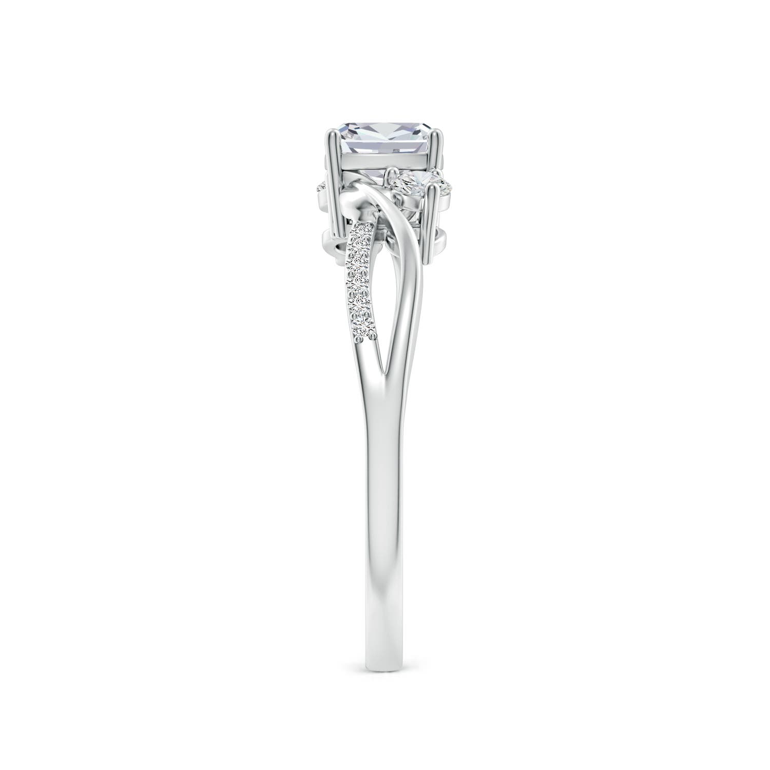 5mm HSI2 Nature Inspired Cushion Diamond Twisted Vine Engagement Ring in White Gold - side 3