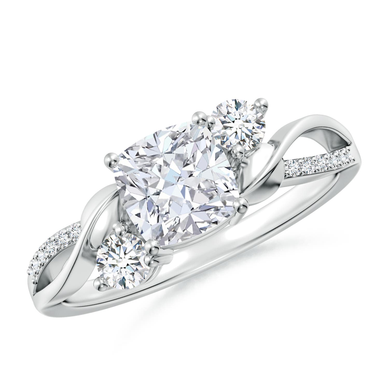 6mm GVS2 Nature Inspired Cushion Diamond Twisted Vine Engagement Ring in P950 Platinum