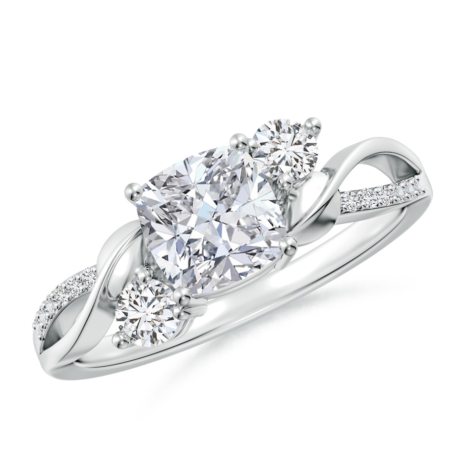 6mm HSI2 Nature Inspired Cushion Diamond Twisted Vine Engagement Ring in White Gold 