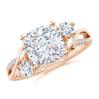 8mm GVS2 Nature Inspired Cushion Diamond Twisted Vine Engagement Ring in 18K Rose Gold