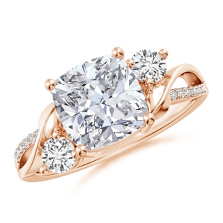 8mm HSI2 Nature Inspired Cushion Diamond Twisted Vine Engagement Ring in 18K Rose Gold