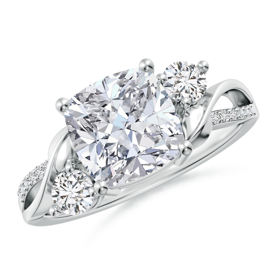 8mm HSI2 Nature Inspired Cushion Diamond Twisted Vine Engagement Ring in P950 Platinum 